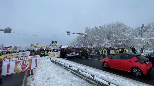 Zakopianka, Głogoczów, protest przeciwko wariantom S7, protest mieszkańców Głogoczowa, na sygnale