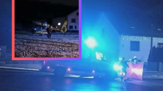 Kamień, powiat krakowski, potrącenie osoby, gmina Czernichów, na sygnale, akcja ratunkowa, śmigłowiec LPR