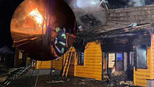 Pożar w Zubrzycy Górnej, pożar na Orawie, powiat nowotarski, straż pożarna, strażacy, akcja gaśnicza