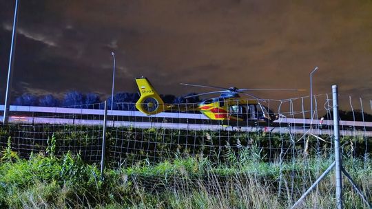 Wypadek na A4 pod Niepołomicami. Lądował śmigłowiec LPR