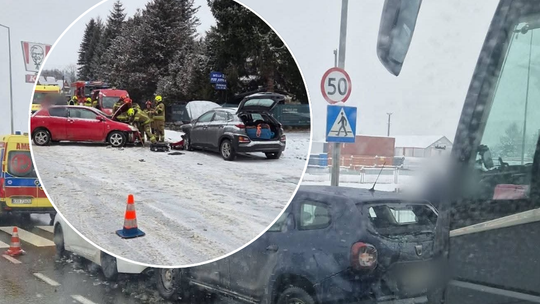 Poronin, Libertów, Zakopianka, Głogoczów, wypadek na Zakopiance, wypadek w Poroninie, zimowe warunki na małopolskich drogach