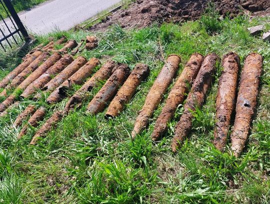 Na zdjęciu pociski z czasów II wojny światowej odkryte w gminie Chełmiec