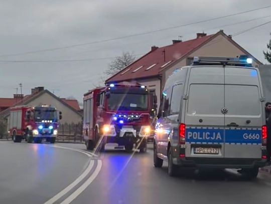 Na zdjęciu służby ratunkowe biorące udział w akcji po wypadku w Wojniczu