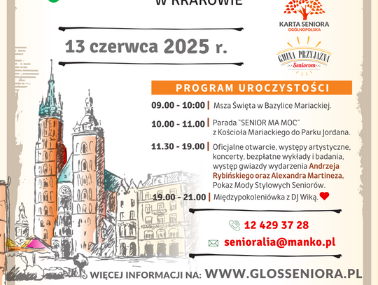 Plakat XII Międzynarodowych Senioraliów w Krakowie.
