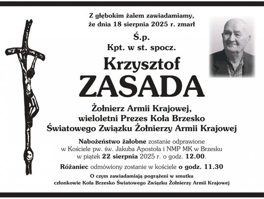 Krzysztof Zasada, Brzesko, Armia Krajowa, Żołnierze AK, Światowy Związek Żołnierzy Armii Krajowej