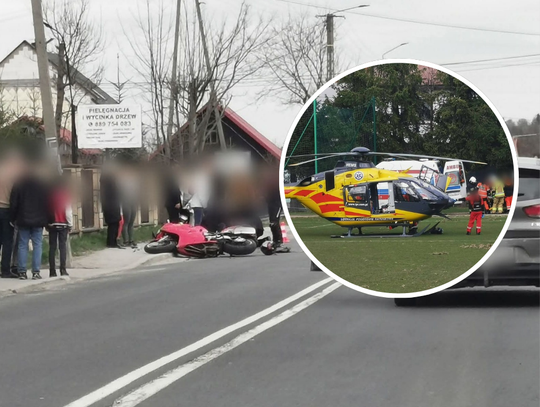 Zawoja powiat suski, powiat suski, śmigłowiec LPR, wypadek motocyklisty w zawoi, ciężki wypadek motocyklisty, akcja ratunkowa, śmigłowiec lotniczego pogotowia ratunkowego