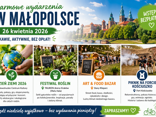 Darmowe wydarzenia w Krakowie 26 kwietnia 2026 – gdzie warto się wybrać?