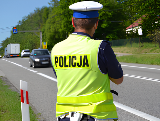 Policjant mierzący prędkość.