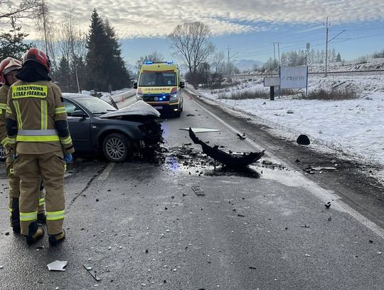 Szaflary, Zakopianka, wypadek na Zakopiance w szaflarach, powiat nowotarski, Kraków, Zakopane, akcja ratunkowa, akcja ratownicza