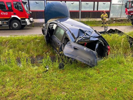 Pcim, powiat myślenicki, wypadek samochodowy, pijany kierowca, na sygnale, akcja ratownicza