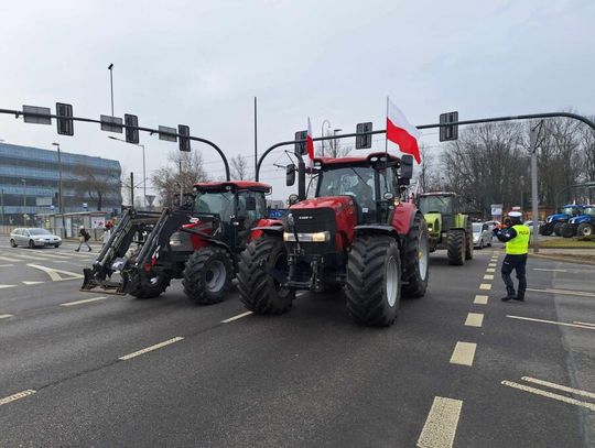 Na zdjęciu protestujący rolnicy podczas strajku w Krakowie