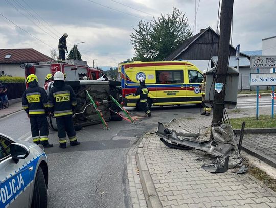 83-latka uderzyła w słup na terenie miejscowości Kęty