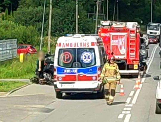 wypadek DK28 Rabka-Zdrój, potrącony rowerzysta Rabka-Zdrój, wypadek rowerzysta samochód DK28, utrudnienia ruch DK28 Rabka-Zdrój, wypadek Rabka-Zdrój 18 lipca