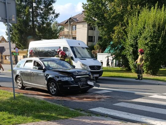 Na zdjęciu miejsce kolizji na ulicy Jana Pawła II w Rabce-Zdroju