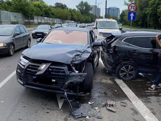 Na zdjęciu miejsce wypadku na ulicy Opolskiej w Krakowie