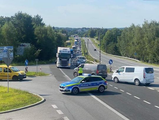 Na zdjęciu blokada na Zakopiance w miejscowości Jawornik