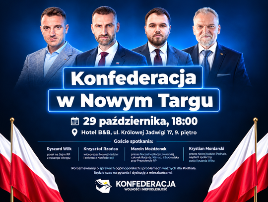 Liderzy Konfederacji przyjadą do Nowego Targu. Otwarte spotkanie w czwartek 29 października