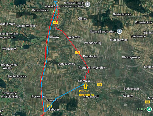 Niedzielny protest w Słomnikach. Duże utrudnienia w ruchu