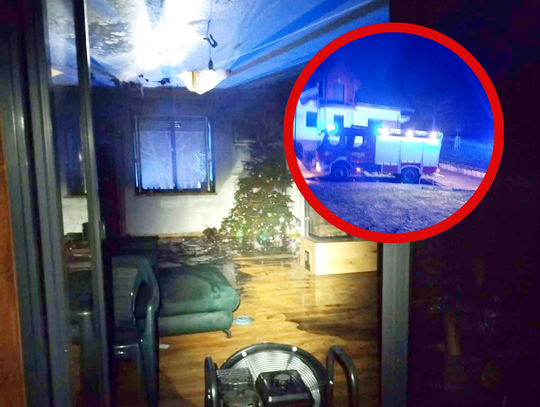 Głogoczów, zwarcie instalacji elektrycznej przy choince, pożar w powiecie myślenickim, akcja gaśnicza w powiecie myślenickim, pożar w Głogowie