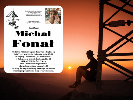 Michał Fonał, Mountain Majk, śmierć Michała Fonała, tragiczna śmierć kolarza, zawał serca, Świniarsko, Nowy Sącz, Mountain Majk pogrzeb, pasjonat gór, fotograf górski, Mountain Majk nie żyje