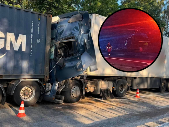 Poważny wypadek ciężarówek na Zakopiance. Kierowca trafił do szpitala śmigłowem LPR
