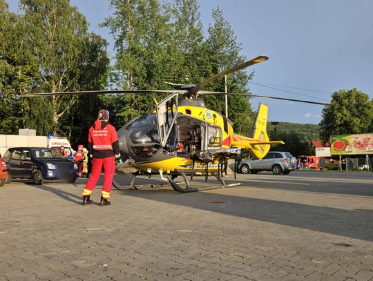 Skrzydlna, powiat limanowski, lekcja ratunkowa w powiecie limanowskim, na sygnale, w śmigłowiec LPR, wypadek na hulajnodze elektrycznej