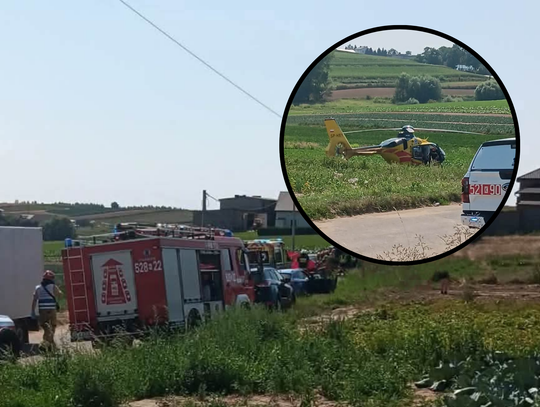 Poważny wypadek pod Proszowicami. 17-latek trafił do szpitala śmigłowcem LPR