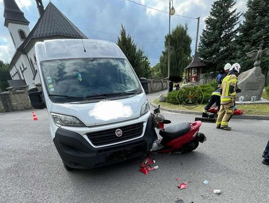 wypadek Raba Wyżna 22 sierpnia 2025, wypadek Raba Wyżna dzisiaj, wypadek skuter dostawczak Raba Wyżna, kolizja Raba Wyżna, Raba Wyżna wypadek