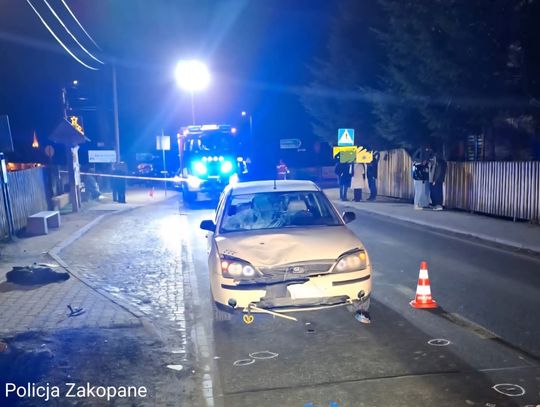 Ząb, powiat tatrzański, Podhale, wypadek drogowy, potrącenie pieszej, piesza w szpitalu, akcja ratunkowa, akcja ratownicza