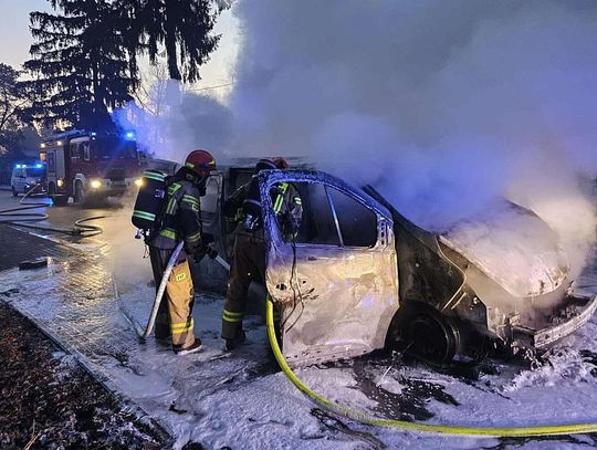 Żelichów, powiat dąbrowski, Dąbrowa Tarnowska, na sygnale, pożar samochodu dostawczego, akcja gaśnicza, straż pożarna