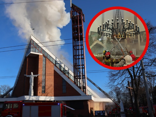 Lublin, pożar kościoła w Lublinie, potężny pożar w Lublinie, dach kościoła spłonął doszczętnie, kościół nadaje się do rozbiórki, województwo lubelskie, akcja gaśnicza, zastępy straży pożarnej