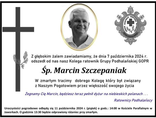 Ratownik Grupy Podhalańskiej GOPR Marcin Szczepaniak zginął w wypadku