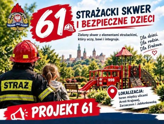 Strażacki Skwer i Bezpieczne Dzieci. Krakowianie mogą zagłosować na projekt nr 61