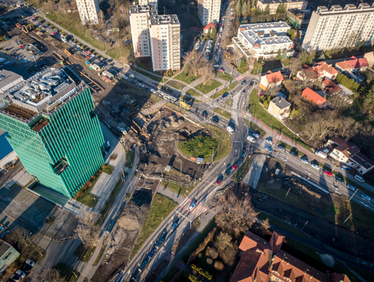 Na zdjęciu prace przy budowie linii tramwajowej do Mistrzejowic