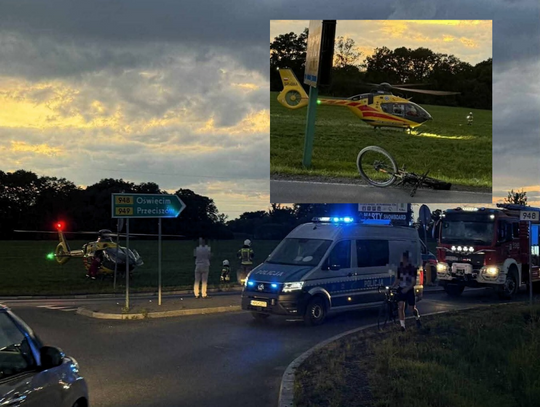 Tragedia na DW949 w miejscowości Łęki. Trwa reanimacja rowerzysty [ZDJĘCIA]