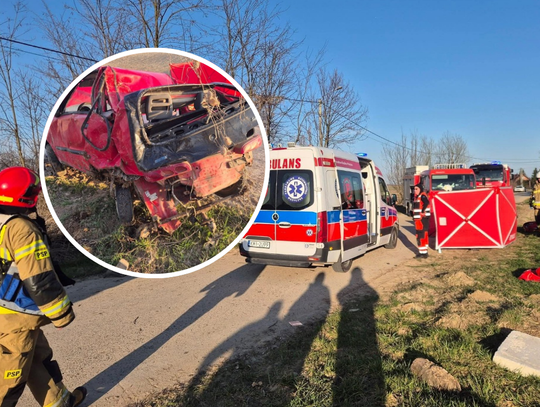 Słupów, powiat miechowski, dachowanie samochodu, nie żyje 22-letni mężczyzna, tragiczny wypadek w powiecie miechowskim