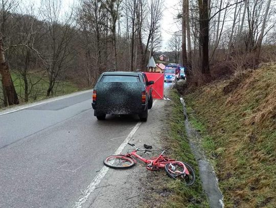 Na zdjęciu miejsce tragicznego wypadku z udziałem rowerzysty w Rzepienniku
