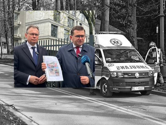 Na zdjęciu posłowie Łukasz Kmita i Arkadiusz Mularczyk podczas konferencji prasowej oraz kadr z Rabki-Zdroju po poniedziałkowej tragedii