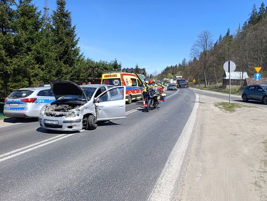 Zakopianka, biały Dunajec, wypadek drogowy, jedna osoba ranna, wypadek na Zakopiance, na sygnale