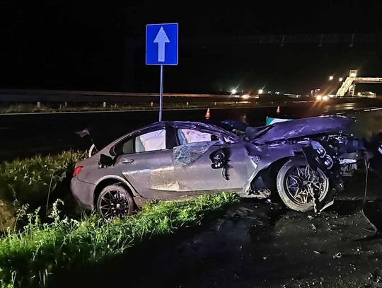 Zakopianka, Głogoczów, wypadek na Zakopiance, dachowanie na Zakopiance, trudne warunki
