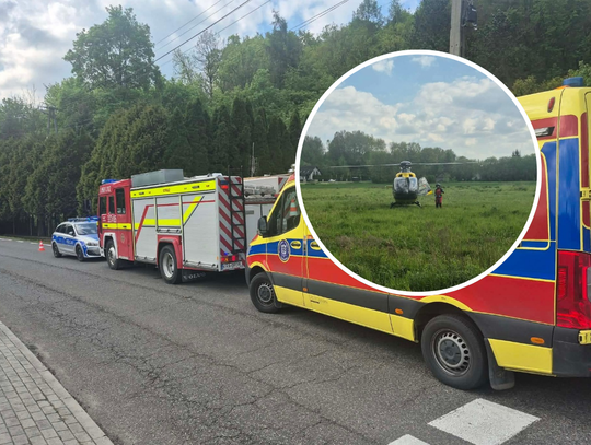 Maszków, na sygnale, upadek z wysokości, poważny wypadek, akcja ratunkowa, śmigłowiec LPR, Lotnicze Pogotowie Ratunkowe