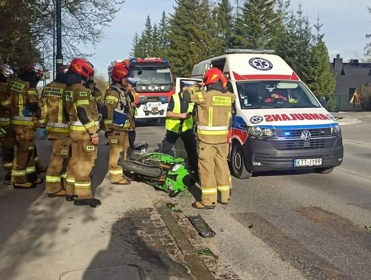 Na zdjęciu miejsce wypadku z udziałem motocykla na ulicy Ubocz w Zakopanem