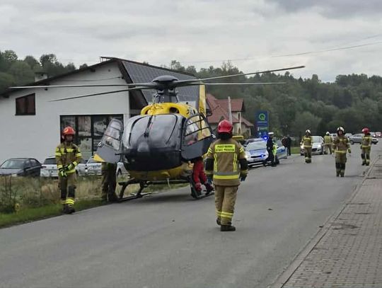 Bystra Podhalańska, zderzenie motocyklistów,  wypadek w Bystrej Podhalańskiej, wypadek drogowy, na sygnale, akcja ratunkowa