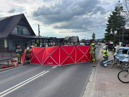 Witów, wypadek, zdarzenie motocykla z osobówką w Witowie, wypadek w Witowie, akcja ratunkowa w Witowie, służby ratunkowe, zablokowana droga