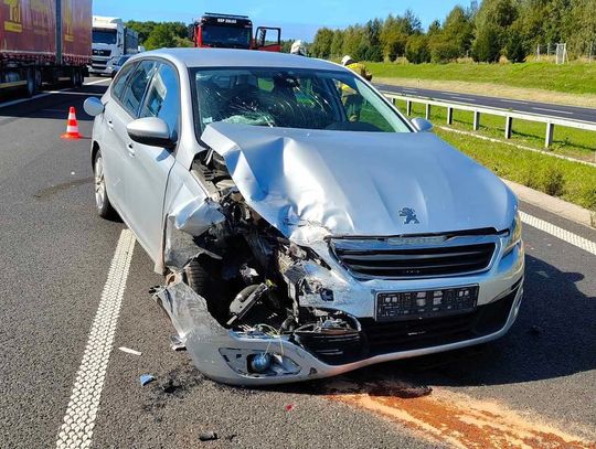 wypadek drogowy, wypadek na autostradzie A4, zderzenie trzech pojazdów, na sygnale, autostrada A4, zderzenie pojazdów