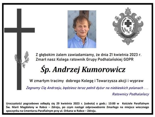 Zmarł ratownik Grupy Podhalańskiej GOPR Andrzej Kumorowicz