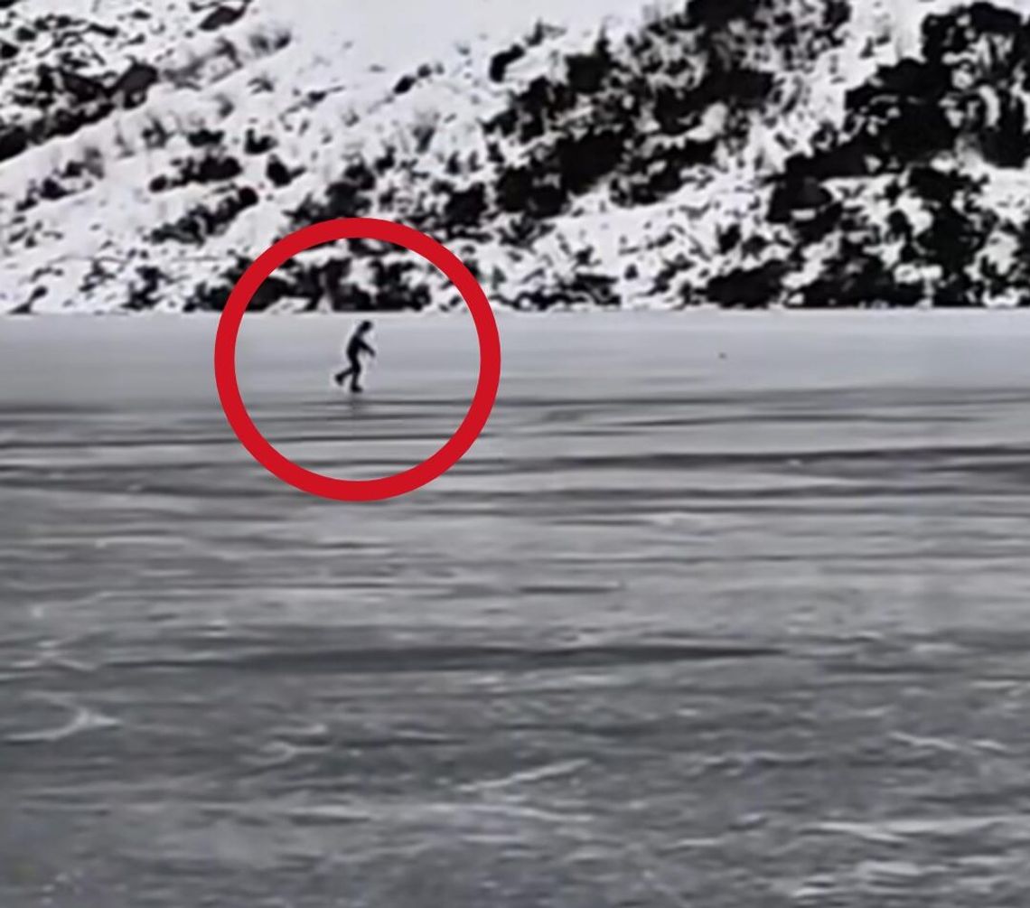 Morskie Oko, Podhale, łyżwiarz na Morskim Oku, jezioro w Tatrach, nieodpowiedzialne zachowanie, Tatry, turyści w Tatrach