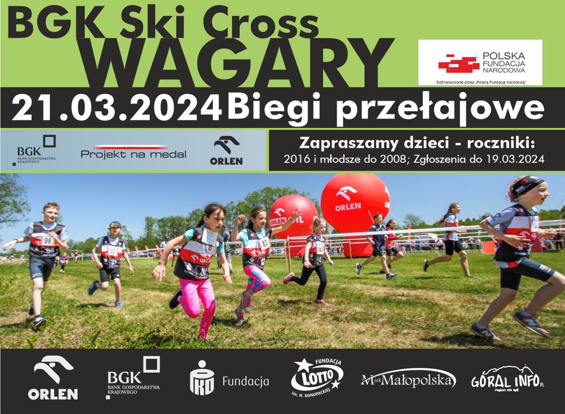 Na zdjęciu plakat promujący BGK Ski Cross - WAGARY