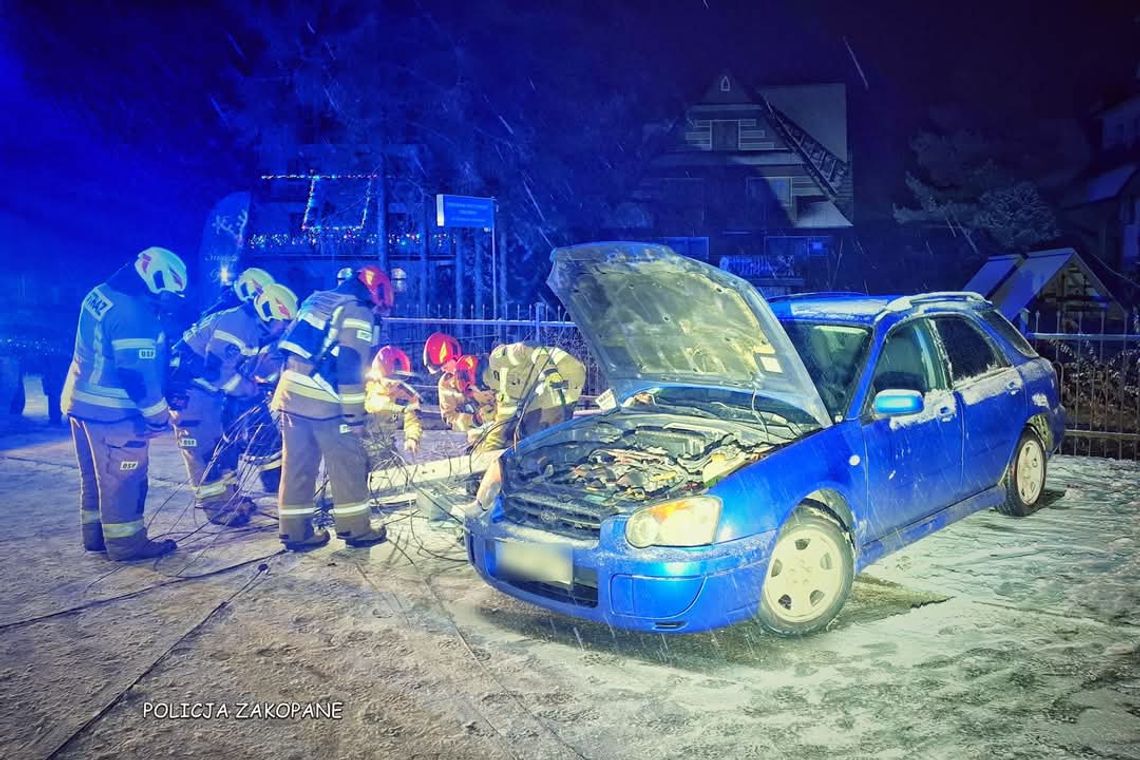 Biały Dunajec. Młody kierowca wjechał w słup i zniszczył ogrodzenie [FOTO]