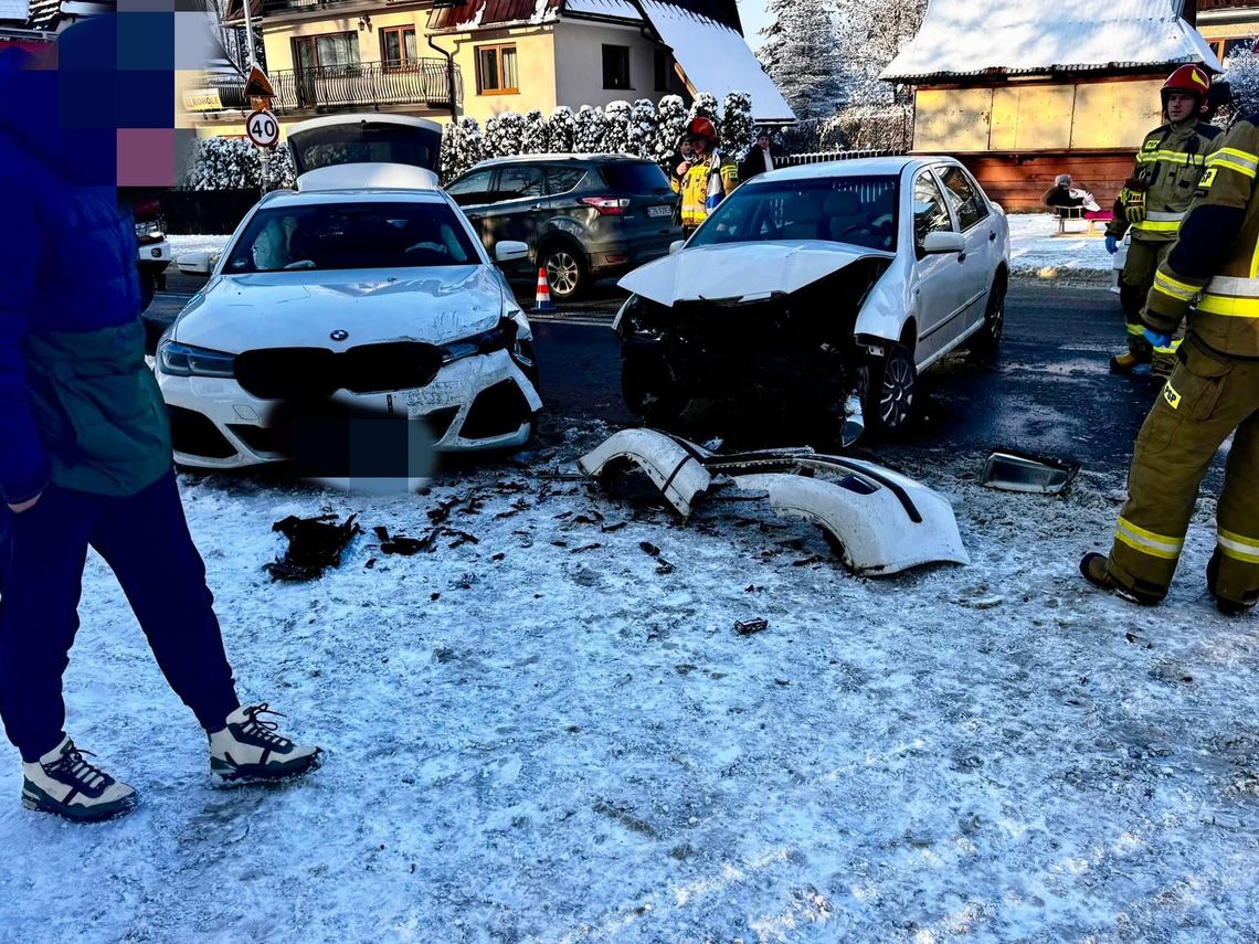 Poronin, wypadek drogowy, Boże Narodzenie, Podhale, wypadek na Podhalu, jedna osoba poszkodowana